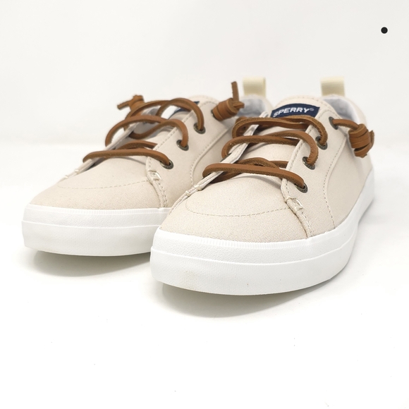 Sperry Shoes - Sperry Womens Crest Vibe Canvas Low Top Lace Up Fashion Sneakers, Oat, Size 9M